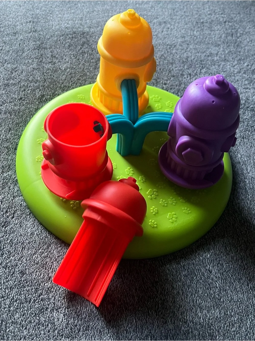 Interactive Three-Spinner Dog Toy Puzzle- Purple, Yellow, Red